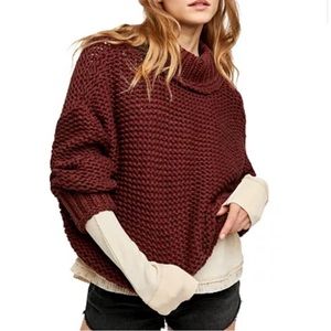 Free People My Only Sunshine sweater in burgundy